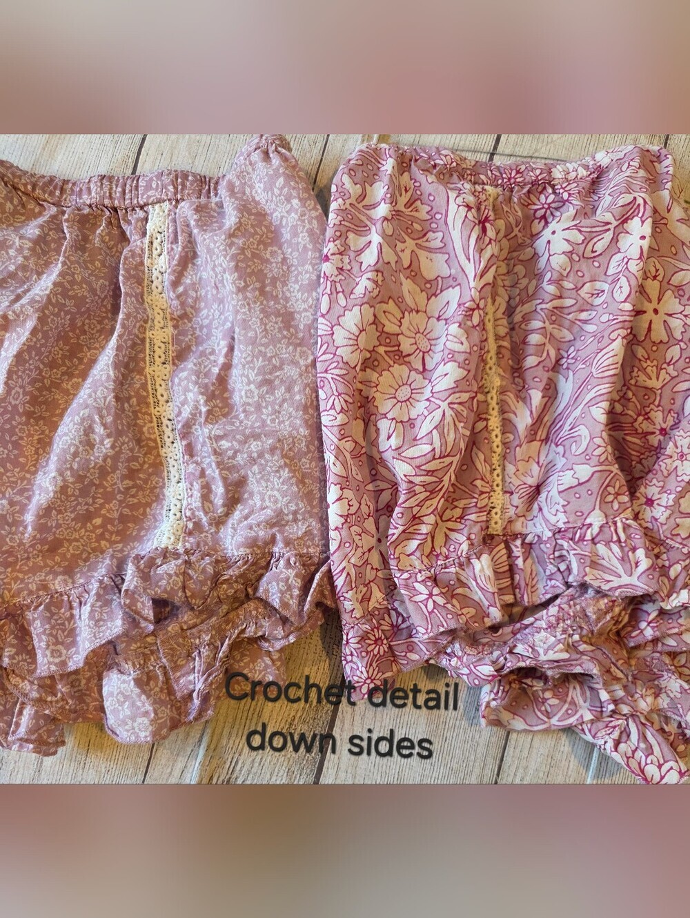Rachel Ashwell Size Medium Lot of 2 Floral Ruffle 100% Cotton Lounge Shorts - Picture 4 of 8